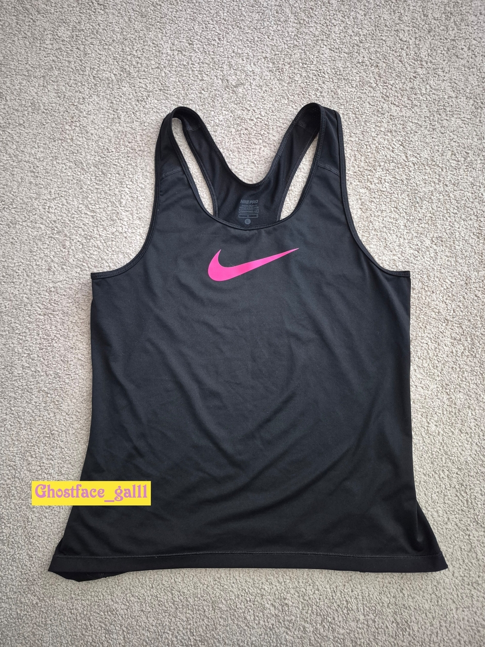 Nike Women's Black Racerback Tank with Pink Swoosh